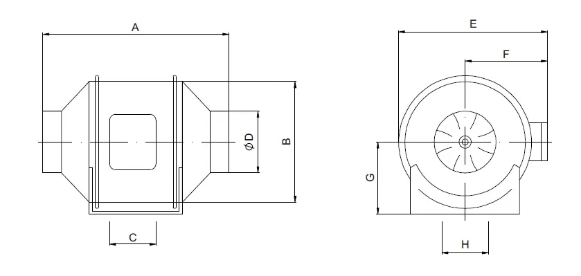 Inline Duct Fan, 735, CFM, Plastic, 8" - detail 4