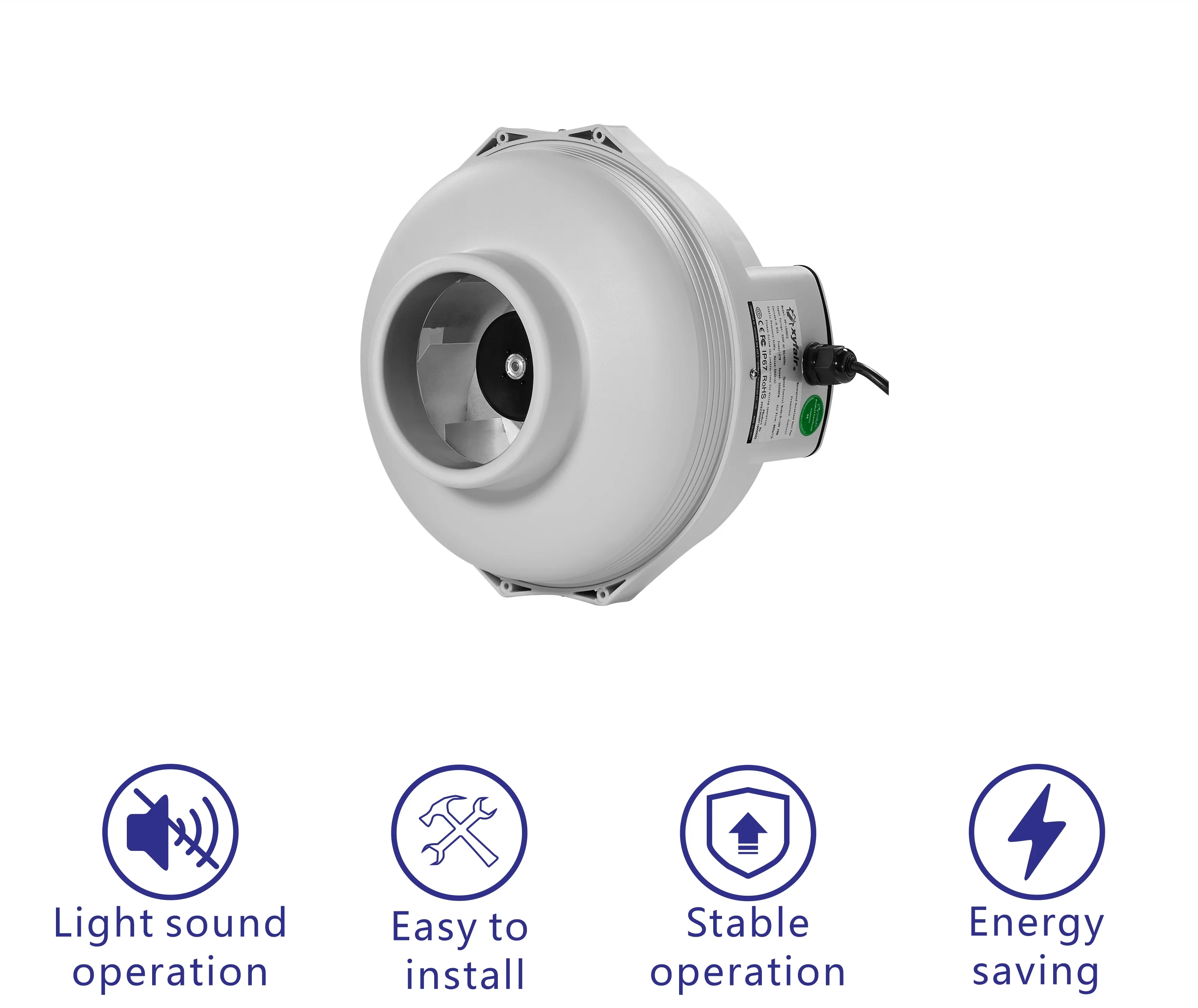 Inline Centrifugal Duct Fan, 250mm, PVC - detail 4