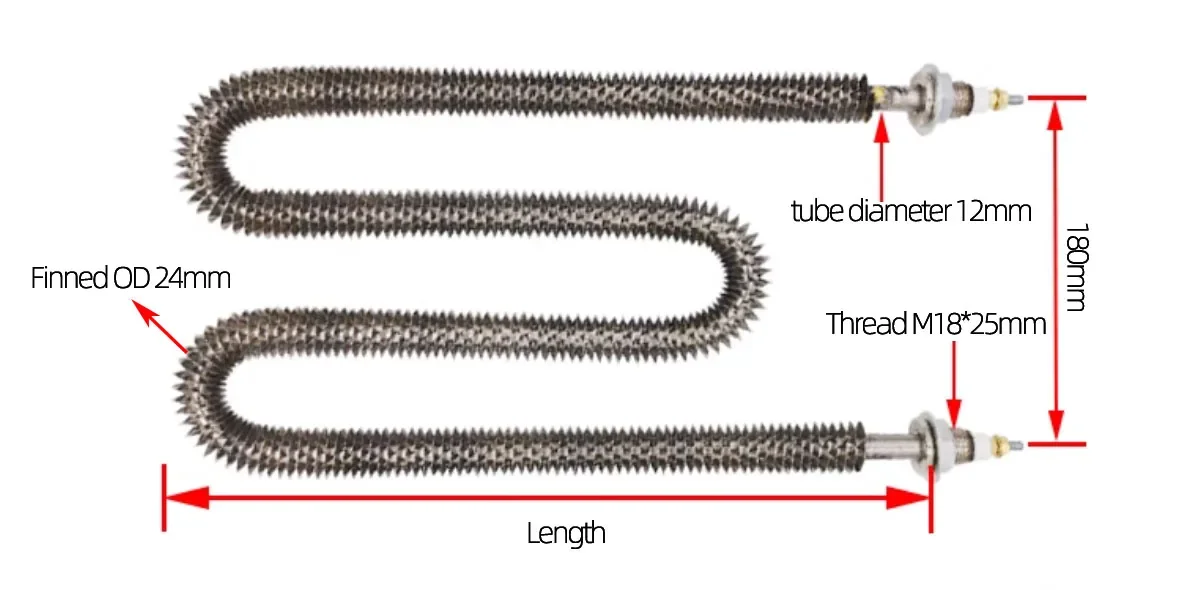 Steel Finned Tubular Heater, Stainless, 220V, 3000W - detail 26