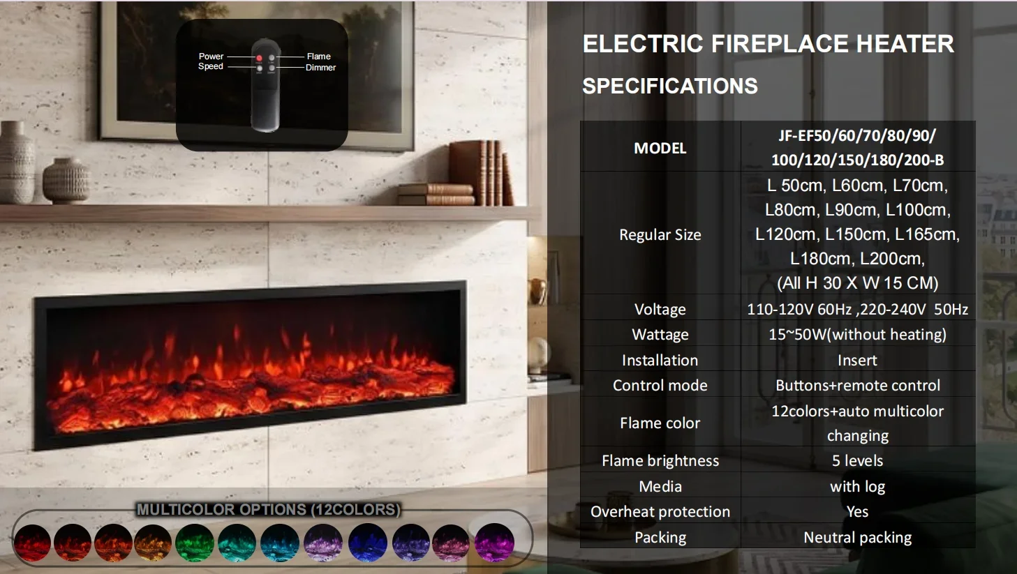 Electric Fireplace, 30inch, Wall - detail 32