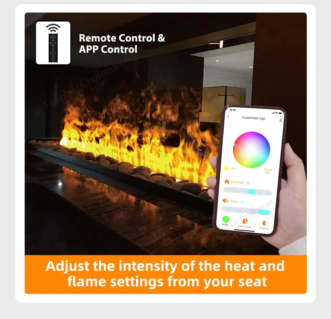 Electric Fireplace, 1200, 1500, 1800mm, WIFI - detail 14