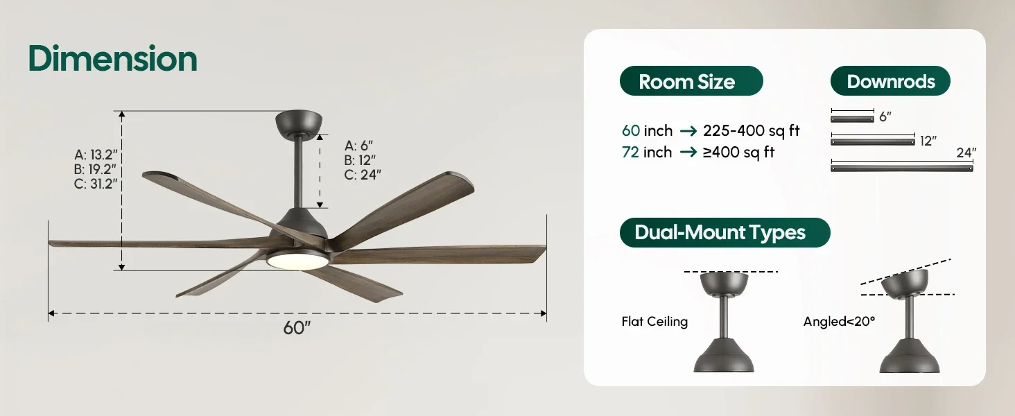 Smart Ceiling Fan, LED, 8282 CFM, 40W(0.05hp) - detail 20