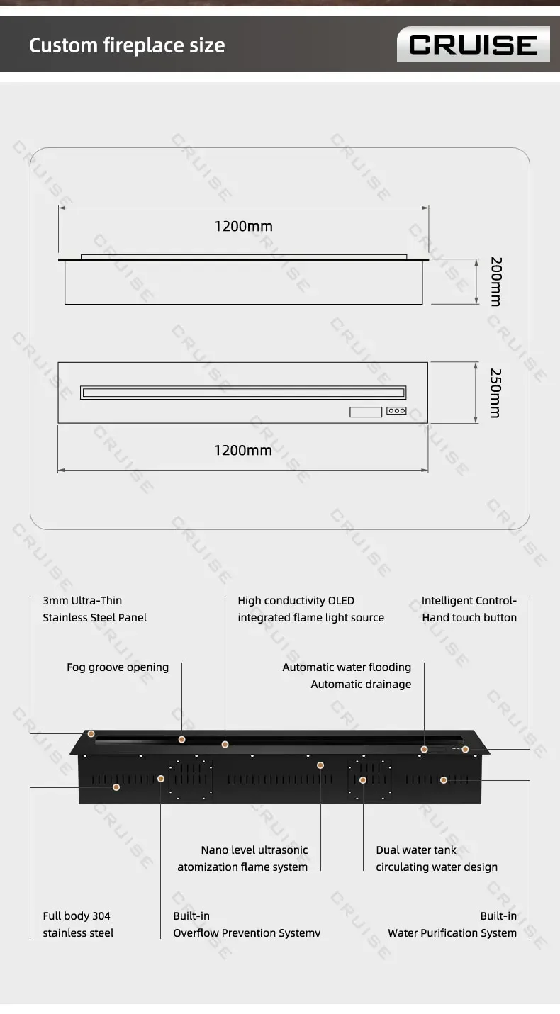 Vapor Steam Mist Fireplace, CRUISE, 3d, 600mm - detail 8