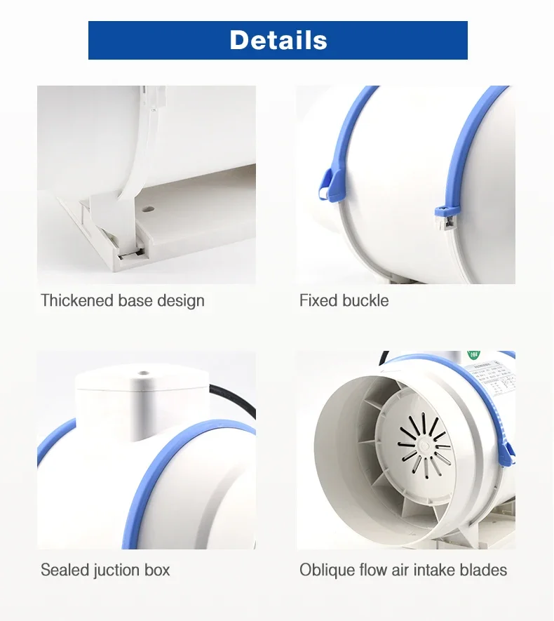 Inline Duct Fan, 8inch, 220 V, Corded Electric - detail 20