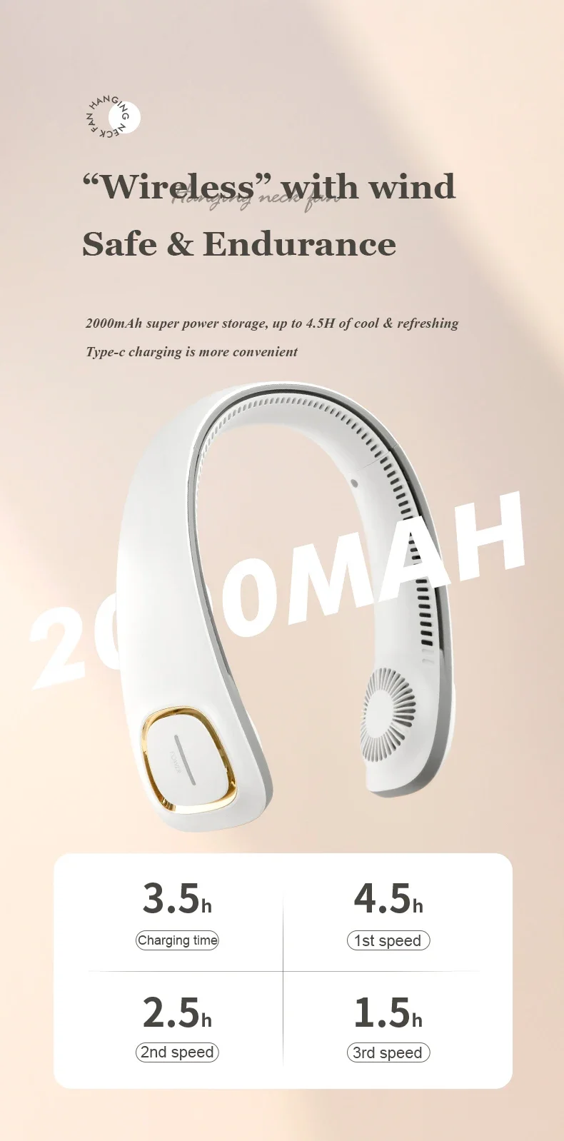 Hanging Neck Fan, Portable, 5, Battery - detail 6