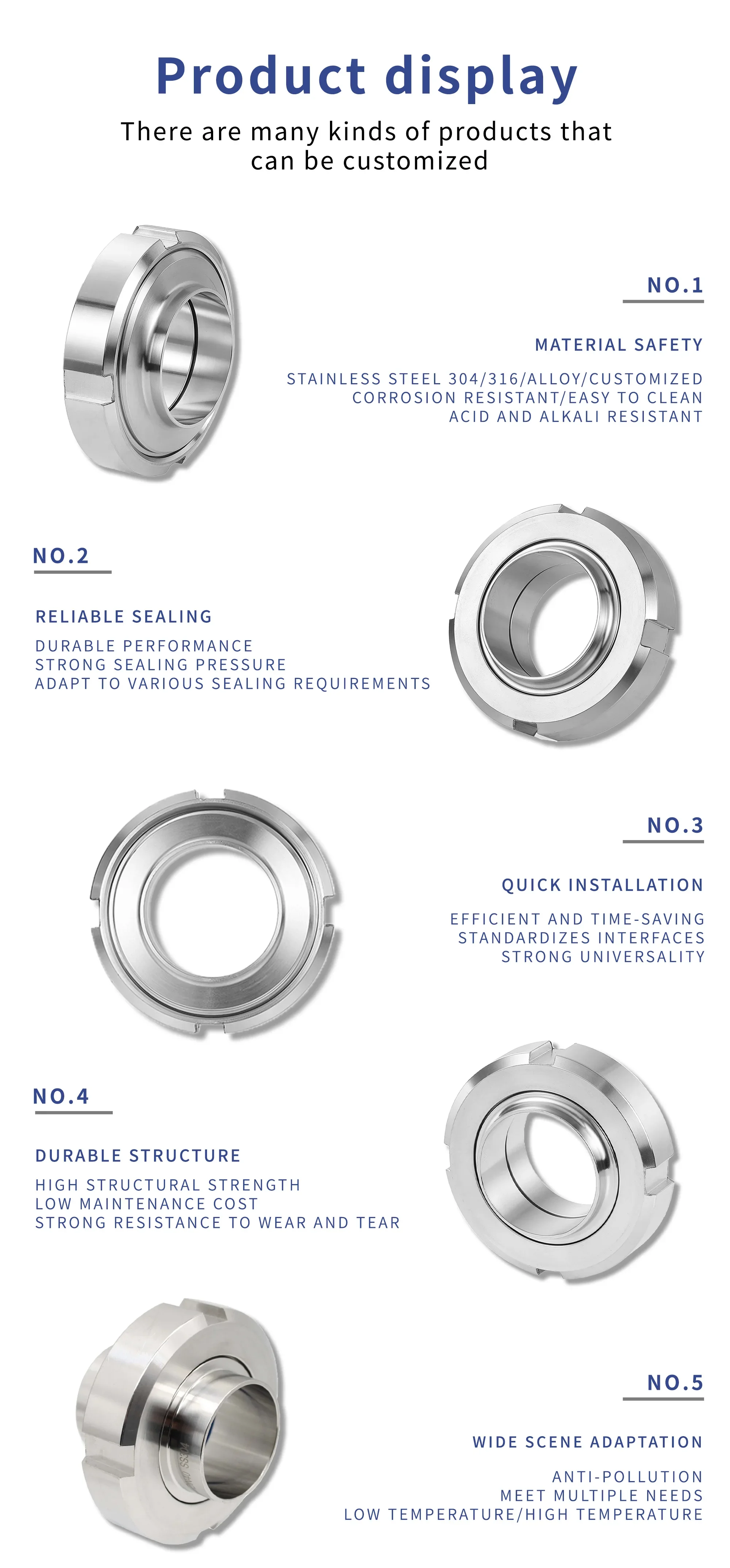 Weldless Bulkhead Tri, Stainless, Steel, SS304, 1.5"/2" - detail 6