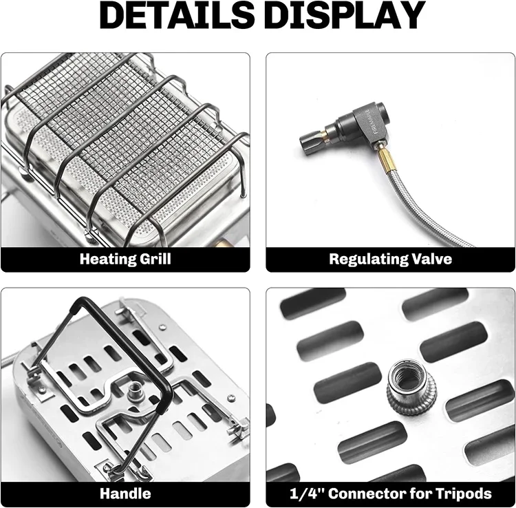 Portable Gas Heater, Stainless, Steel, 1800W - detail 4