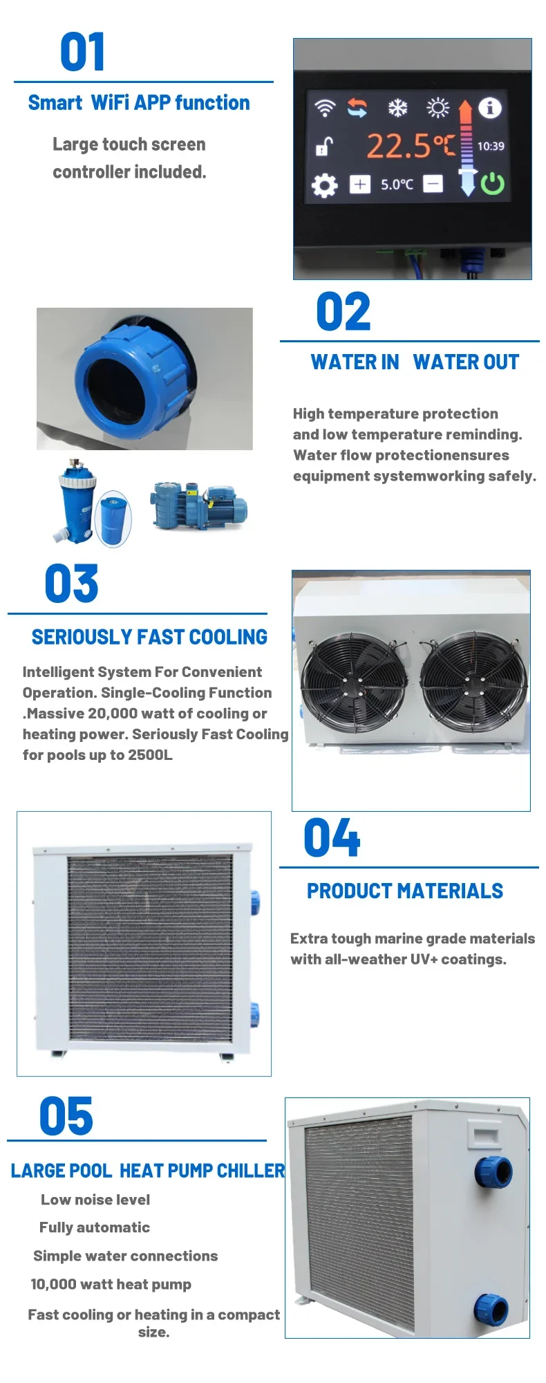 Electric Swimming Pool Chiller, R32, 1P 220~240V 3P 220V - detail 6