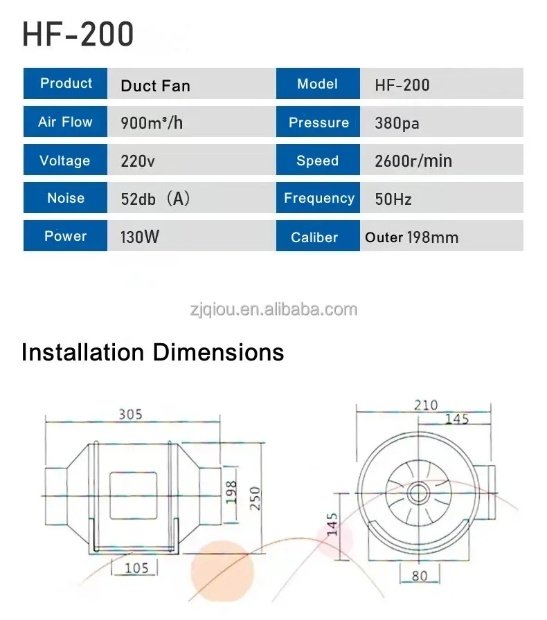 Inline Duct Exhaust Fan, Axial, 110V, Electric - detail 10