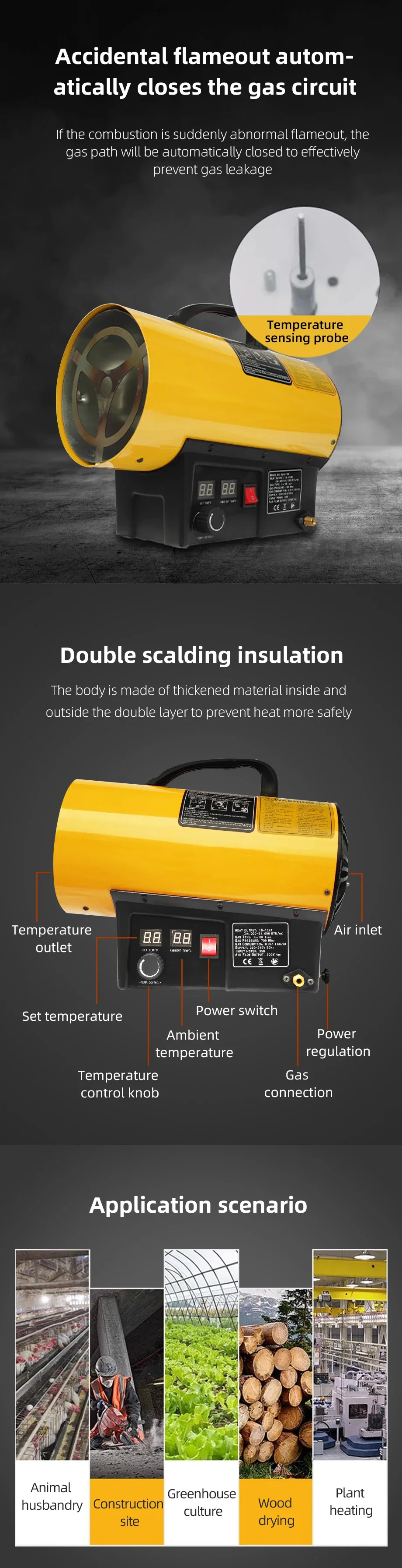Natural Gas Space Heater, 15KW, Portable - detail 6