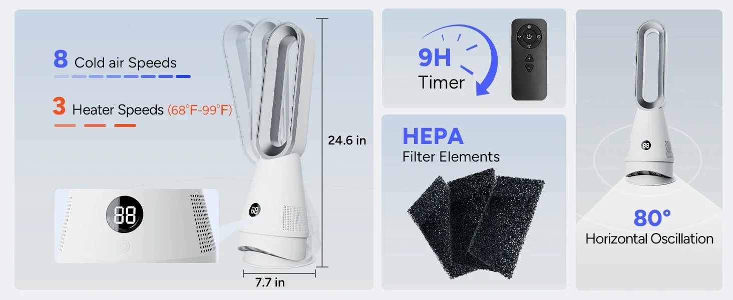 Cooling Bladeless Tower, 50-inch, Electric Power, 30 - detail 26