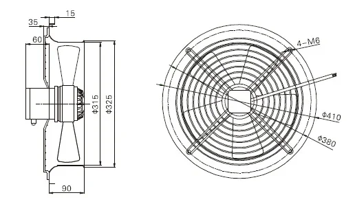 Wall-mounted Axial Fan, 300mm, Cast, 380V - detail 4