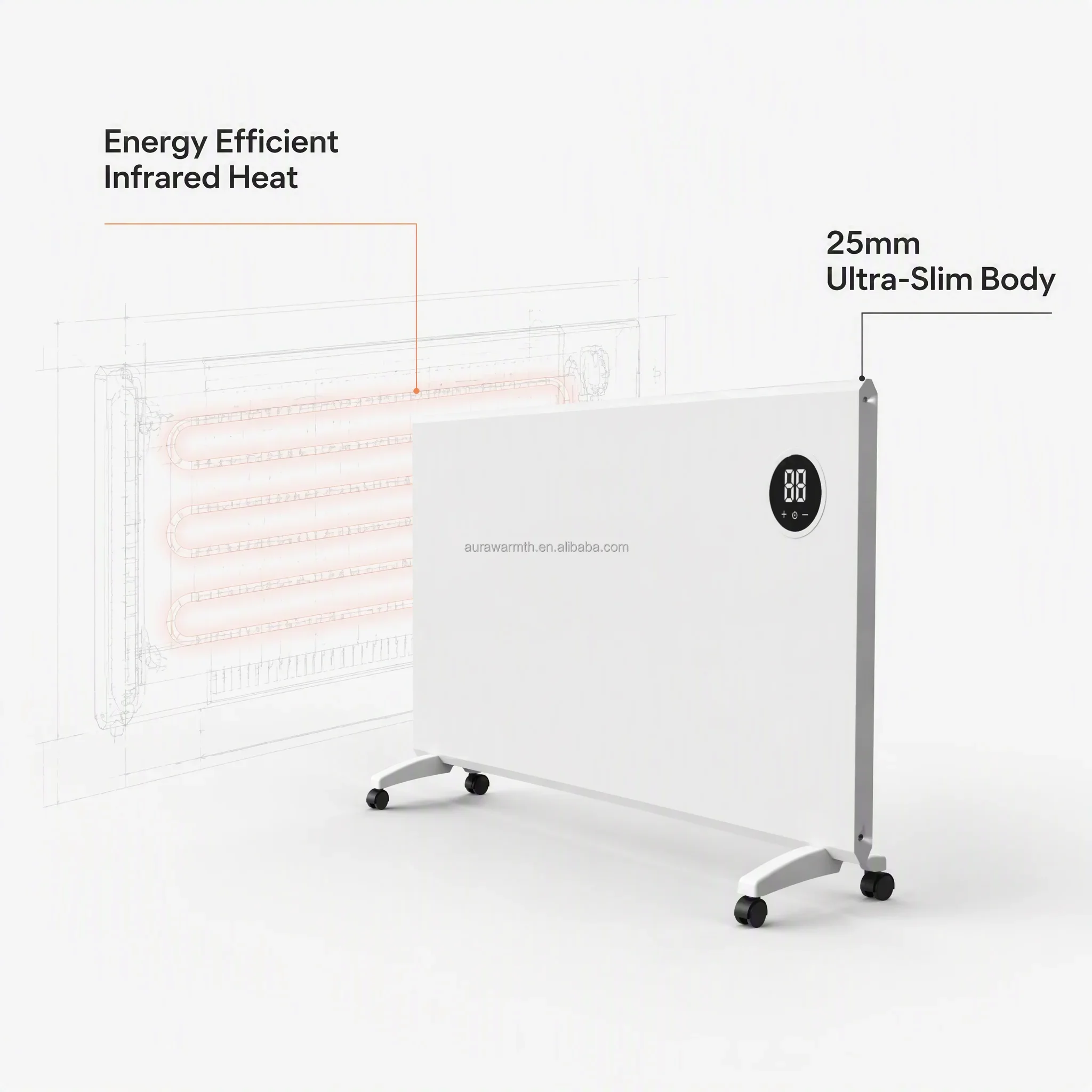 Wall-mounted Freestanding Room Heater, 600 W, Metal - detail 8