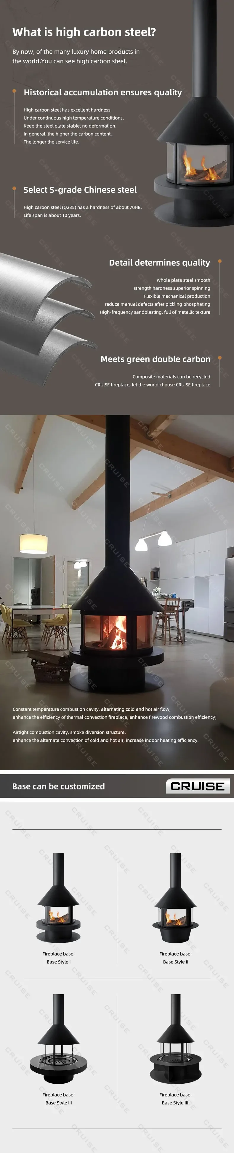 Design Indoor Hanging Fireplace, CRUISE, 900mm - detail 4