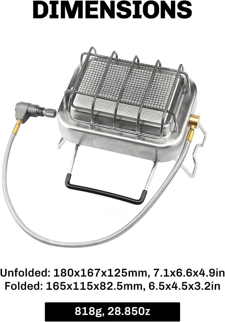 Portable Gas Heater, Stainless, Steel, 1800W - detail 8