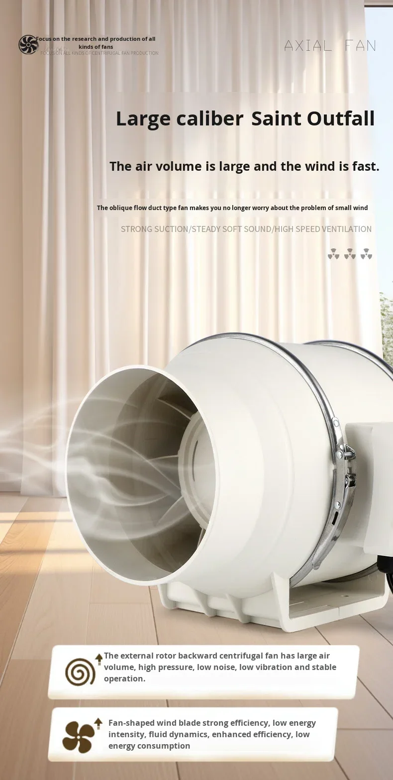 Mixed Flow Duct Fan, Inline, HVAC, 110V/220V - detail 14