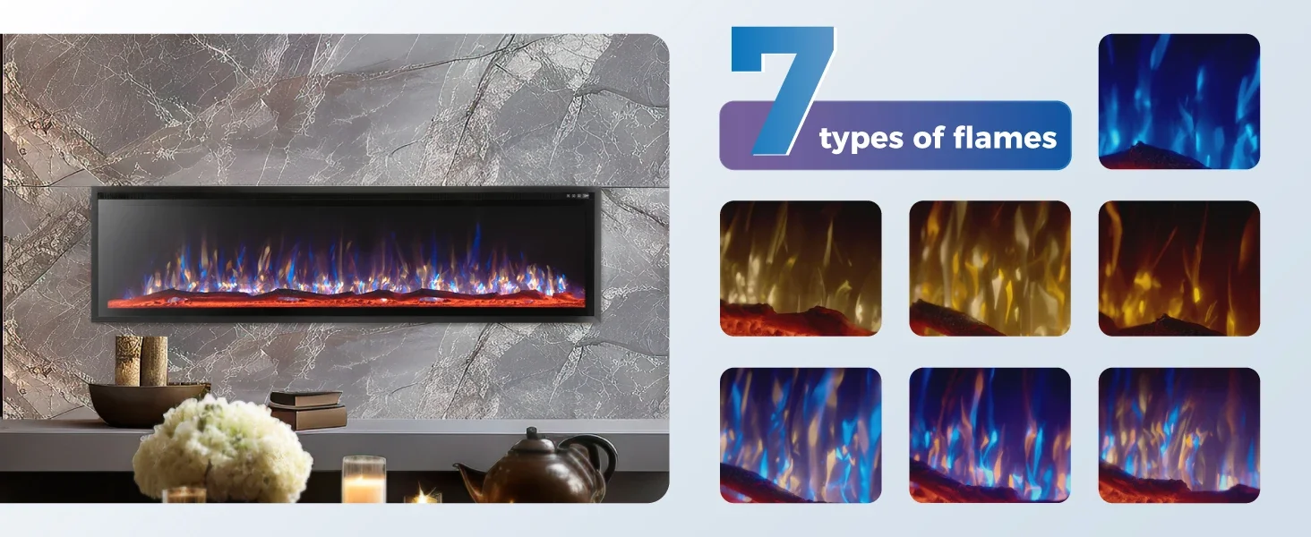 Electric Fireplace, Wall, 750W, Metal - detail 4