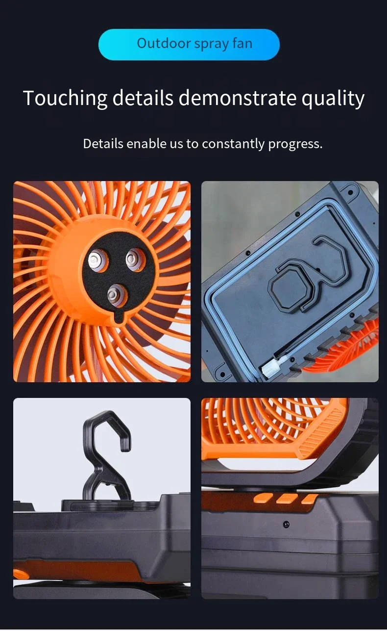 USB Rechargeable Misting Fan Air Cooler with Remote Control 3-Hole Spray Brushless Motor f - detail 30