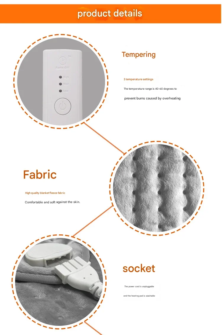 Electric Heated Throw Blanket, 75W(0.10hp), Flannel Fleece - detail 8