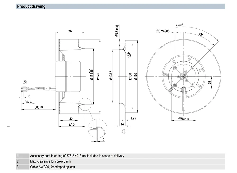 Centrifugal Fan, R1G175-AB15-65/G01, Radial, 48V, IP44 - detail 4