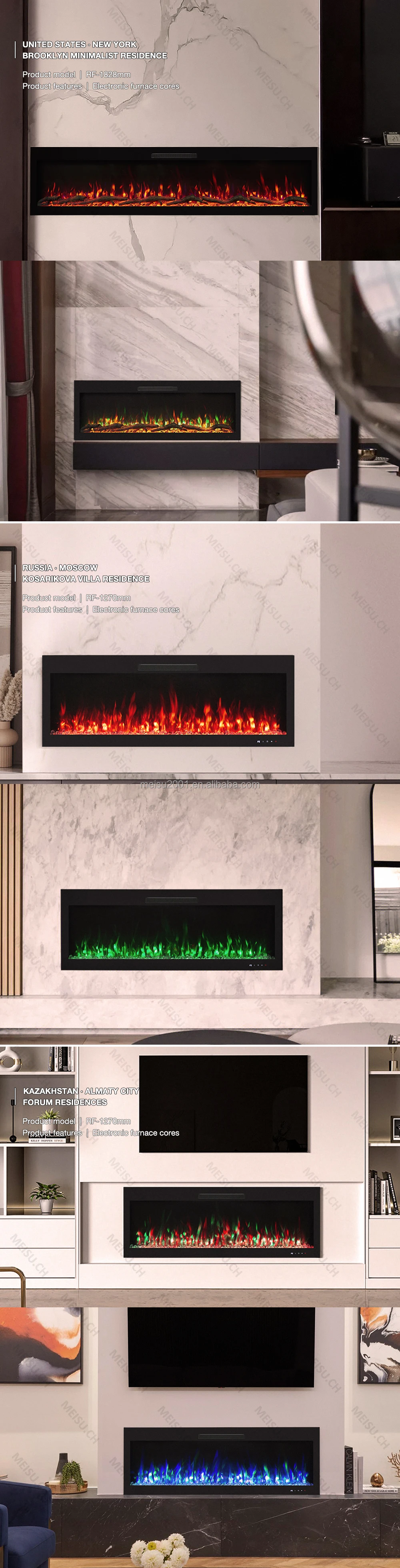 Electric Fireplace, Wall, 220V-240V, 1400-1600W - detail 2