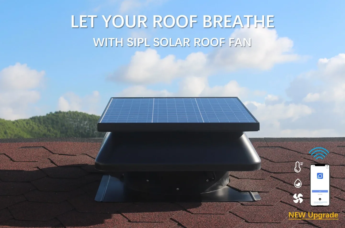 Solar Attic Vent Fan, 25W-60W, Brushless, Roof - detail 28