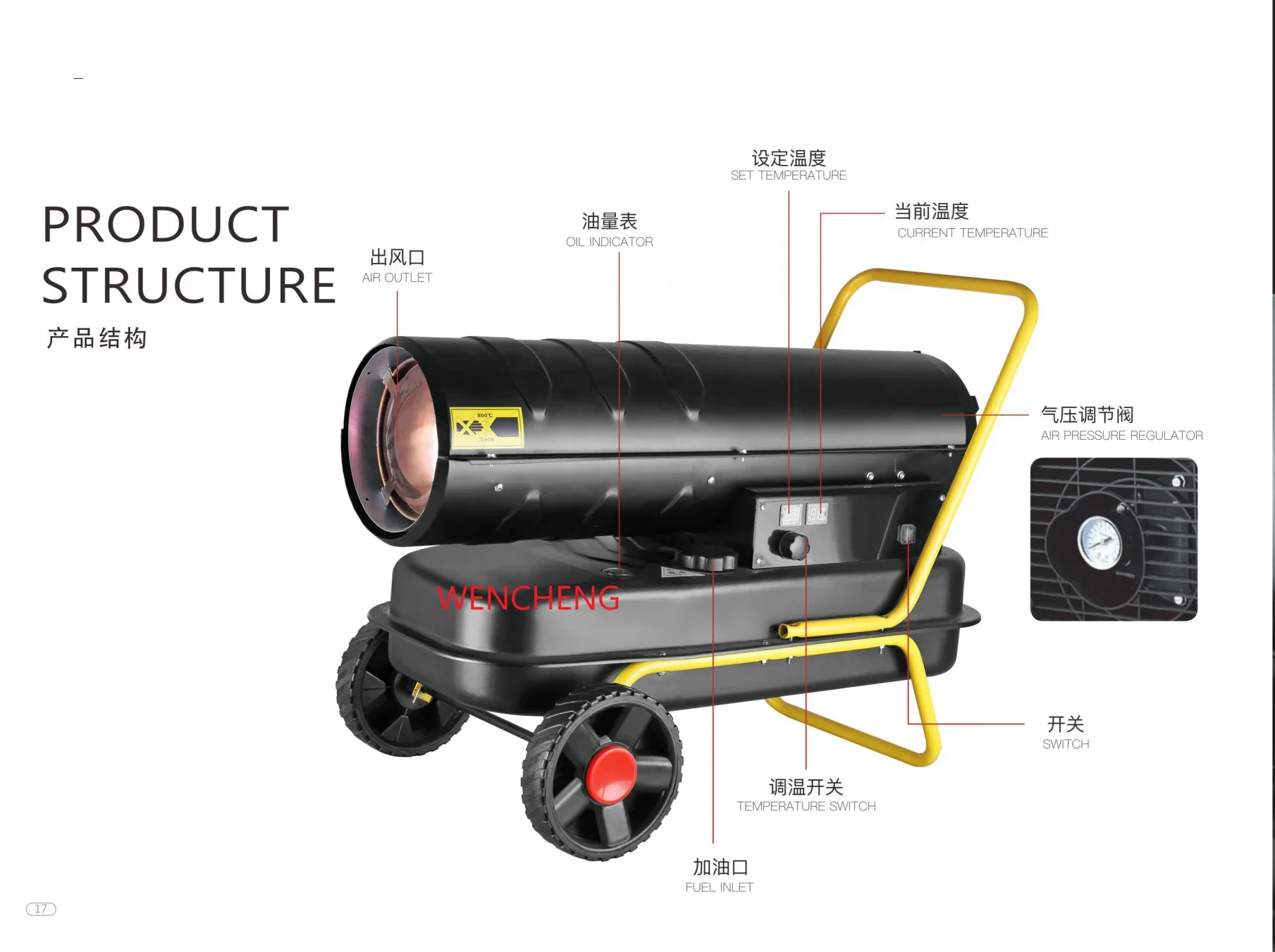Forced-air Torpedo Heater, Stainless, Steel, Portable - detail 8