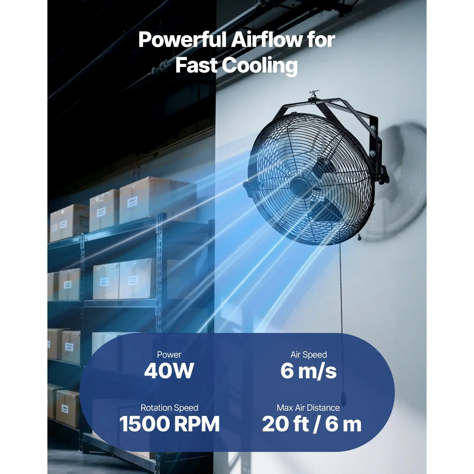 Metal Wall Mount Fan, 2473, CFM, Waterproof, IP44 - detail 4