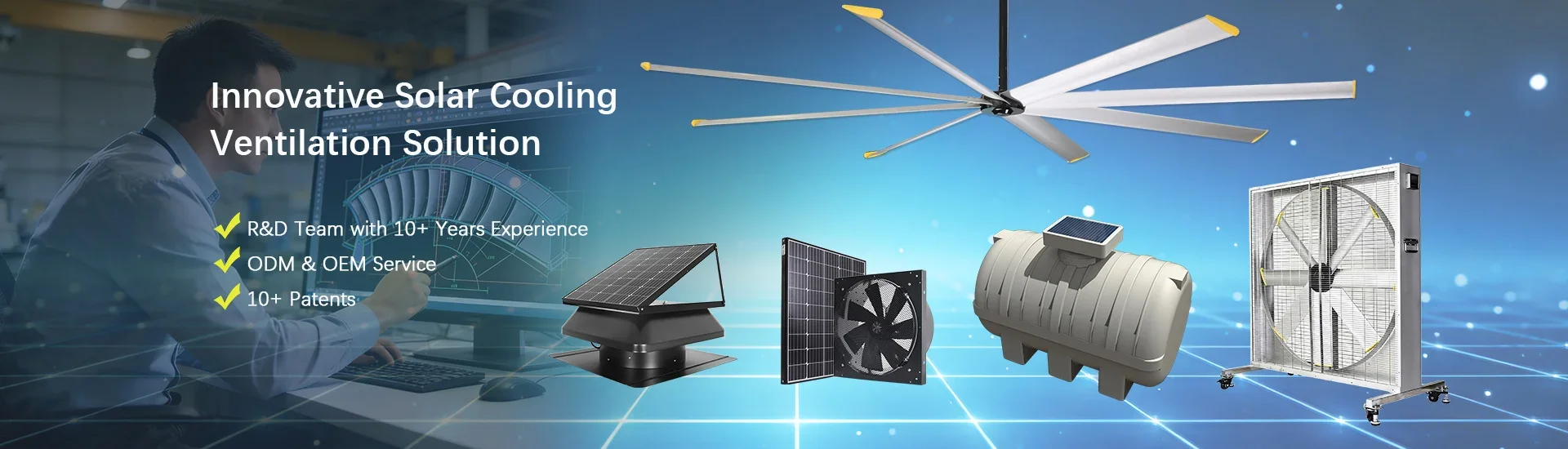 Solar Attic Vent Fan, 25W-60W, Brushless, Roof - detail 12