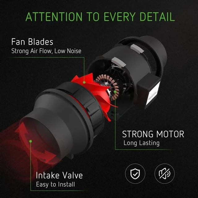 Inline Duct Fan, 8", 110-240V - detail 10
