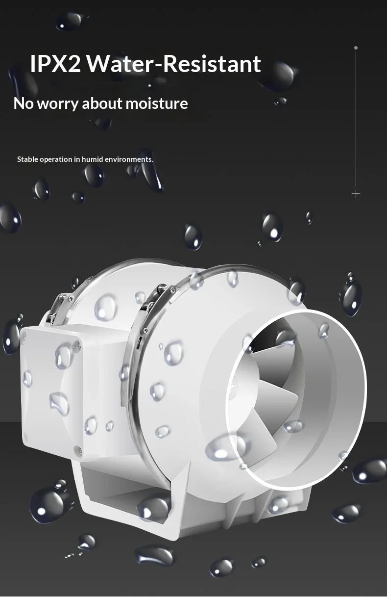 Oblique-flow Pressurized Duct Fan, 100mm, 45W, 310m3/h, 180Pa - detail 2