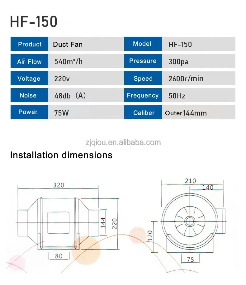 Inline Duct Exhaust Fan, Axial, 110V, Electric - detail 8