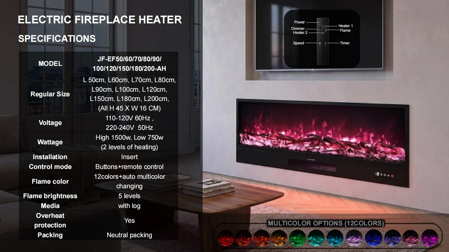Electric Fireplace, 30inch, Wall - detail 36