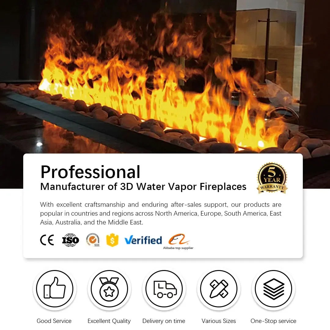 Electric Fireplace, 3D, 1000W, Metal - detail 2