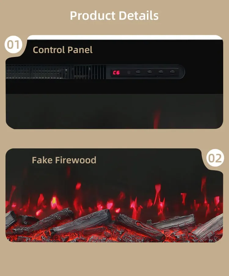 Electric Fireplace, YIKA, 1800W, Wall - detail 20
