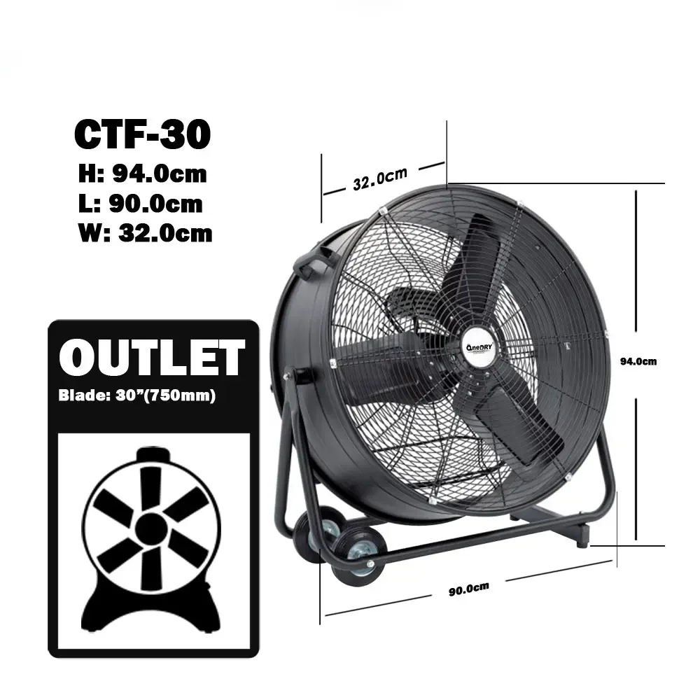 Mobile Floor Drum Fan, 30Inch, 1, Metal - detail 8
