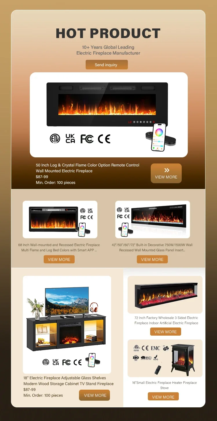 Electric Fireplace, 23", 750W, Plastic - detail 4