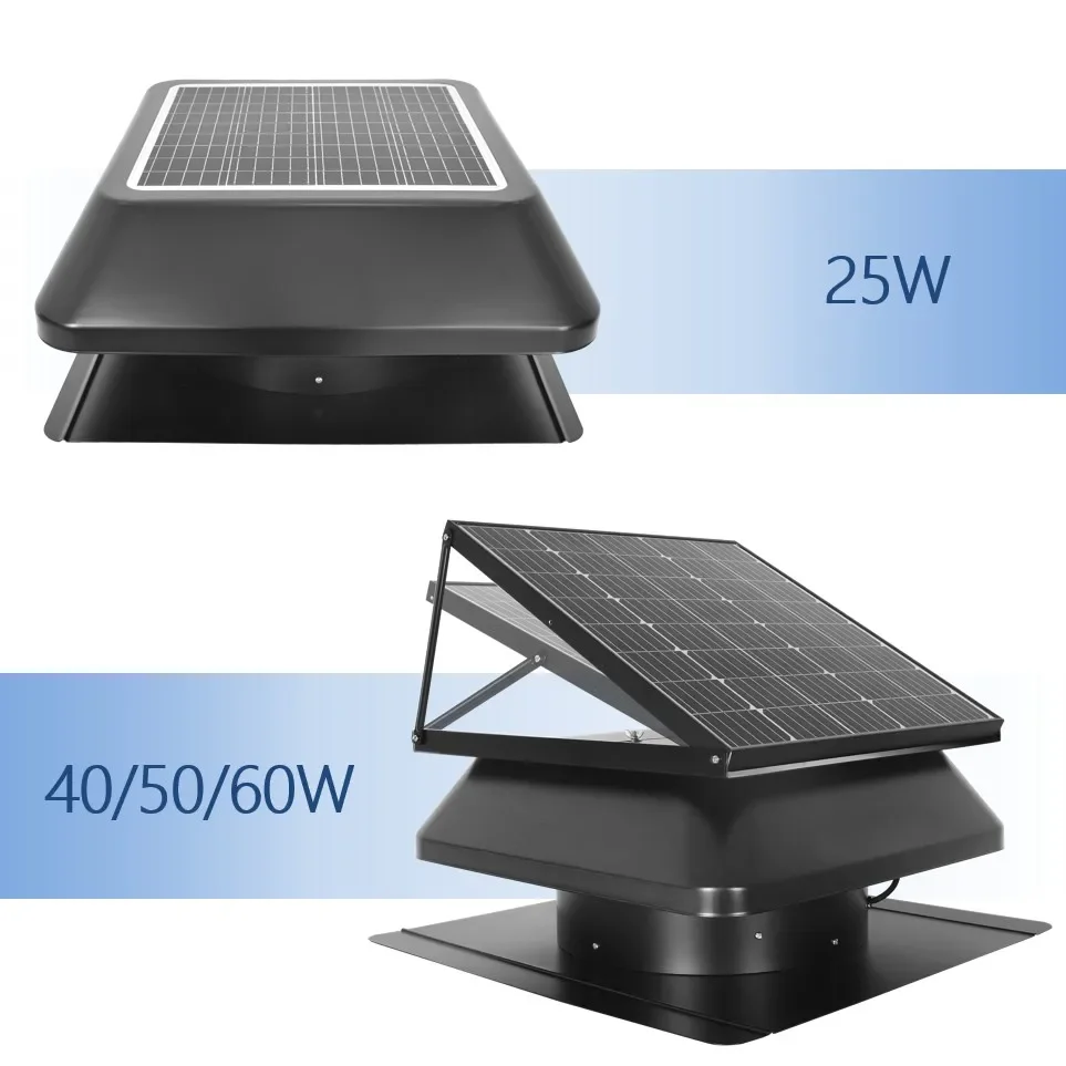Solar Attic Vent Fan, 25W-60W, Brushless, Roof - detail 18