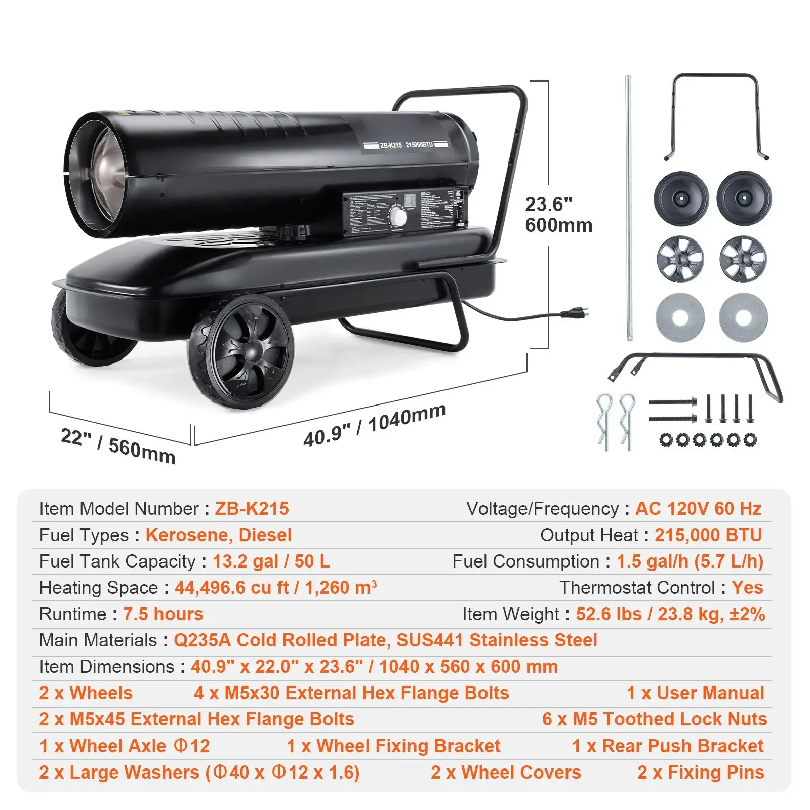 Kerosene Heater, 215000, BTU, Portable - detail 6
