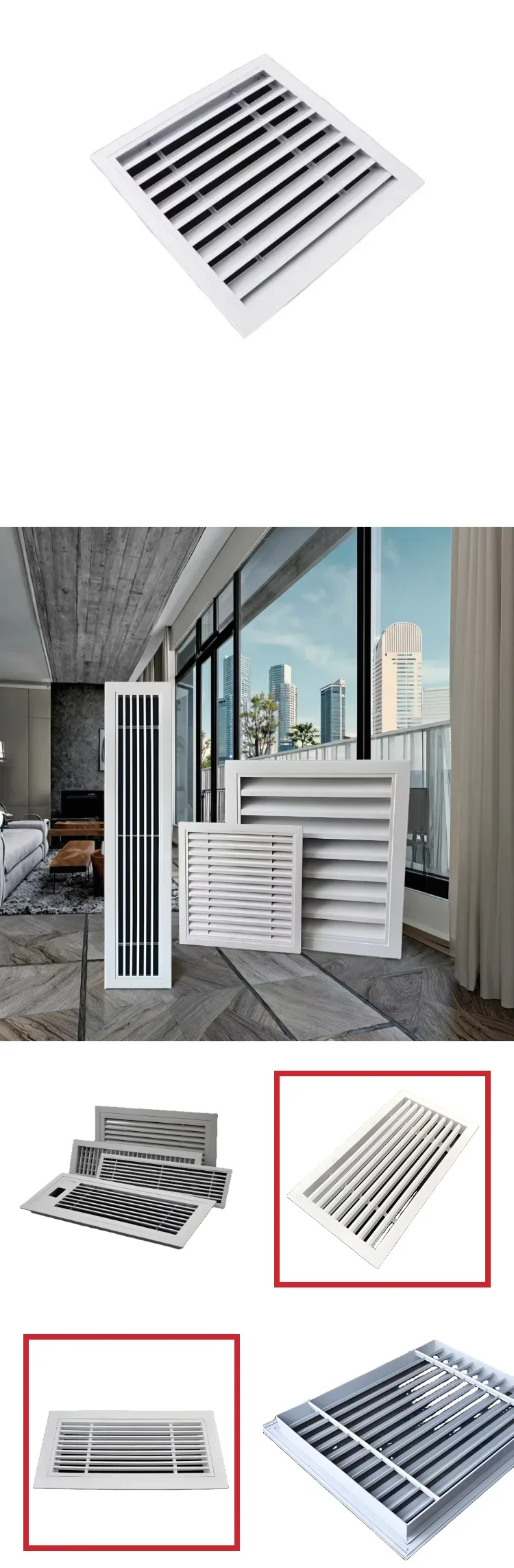 Vent Grille Exhaust Fan, Aluminum, Ceiling, HVAC - detail 2