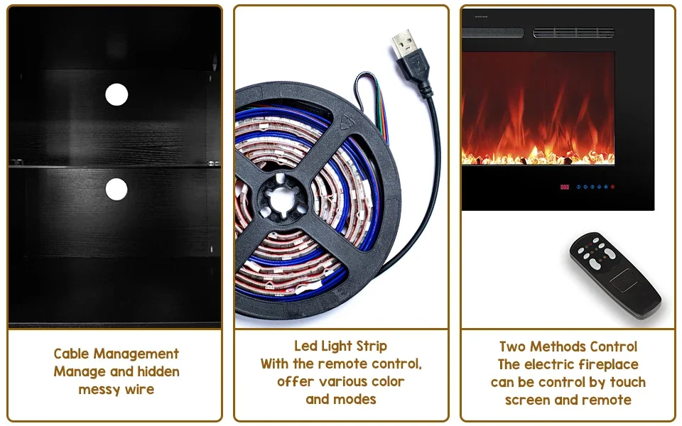 Electric Fireplace, 72", 36", LED - detail 4