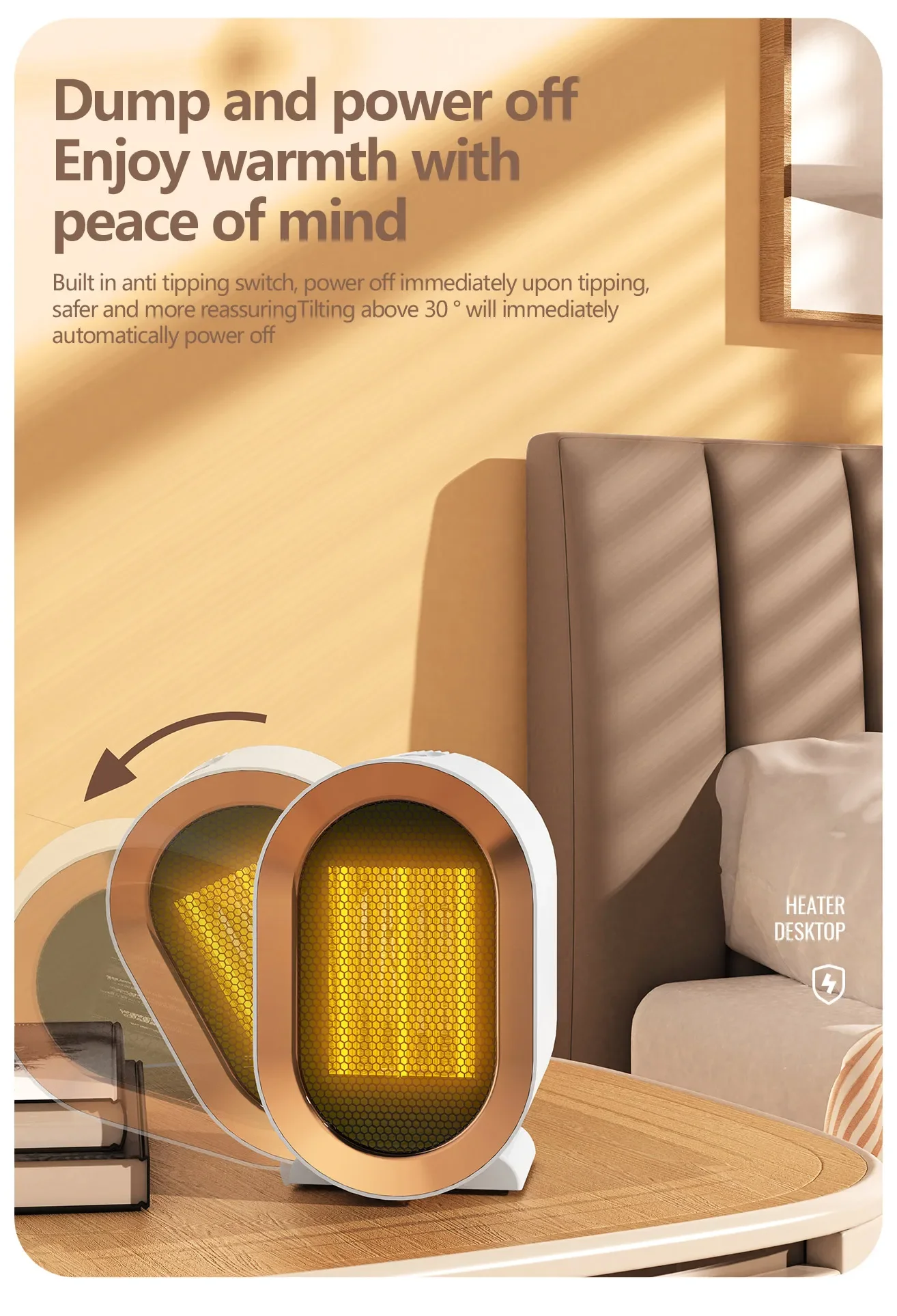 Mini Room Heater, PTC, 1200W, Portable, 220V - detail 20