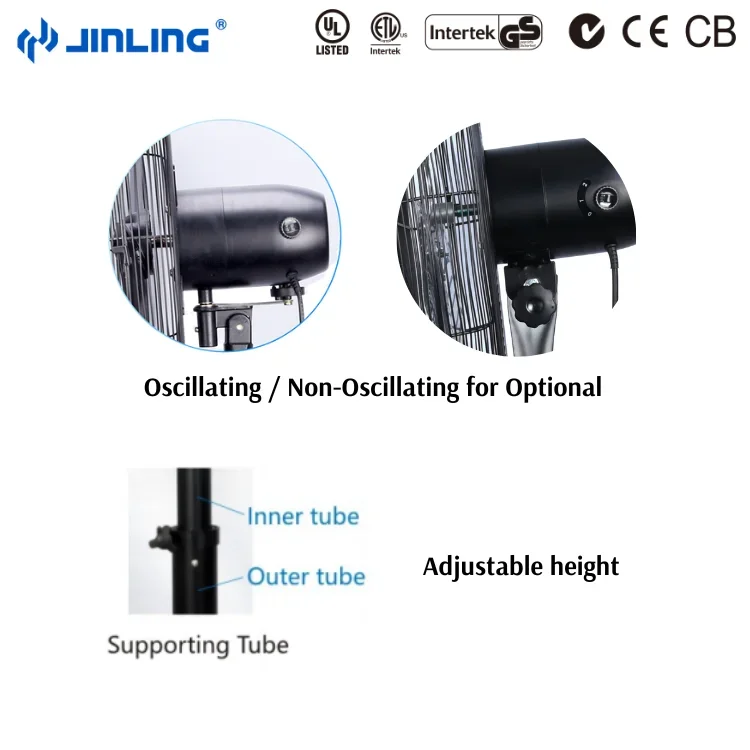Oscillating Stand Fan, 120V, 180 W(0.24hp), Metal - detail 8