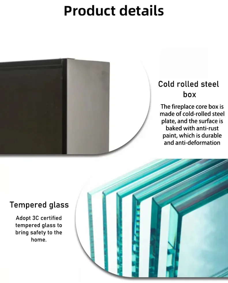 Electric Freestanding Metal Fireplace, LED, 80 - detail 12