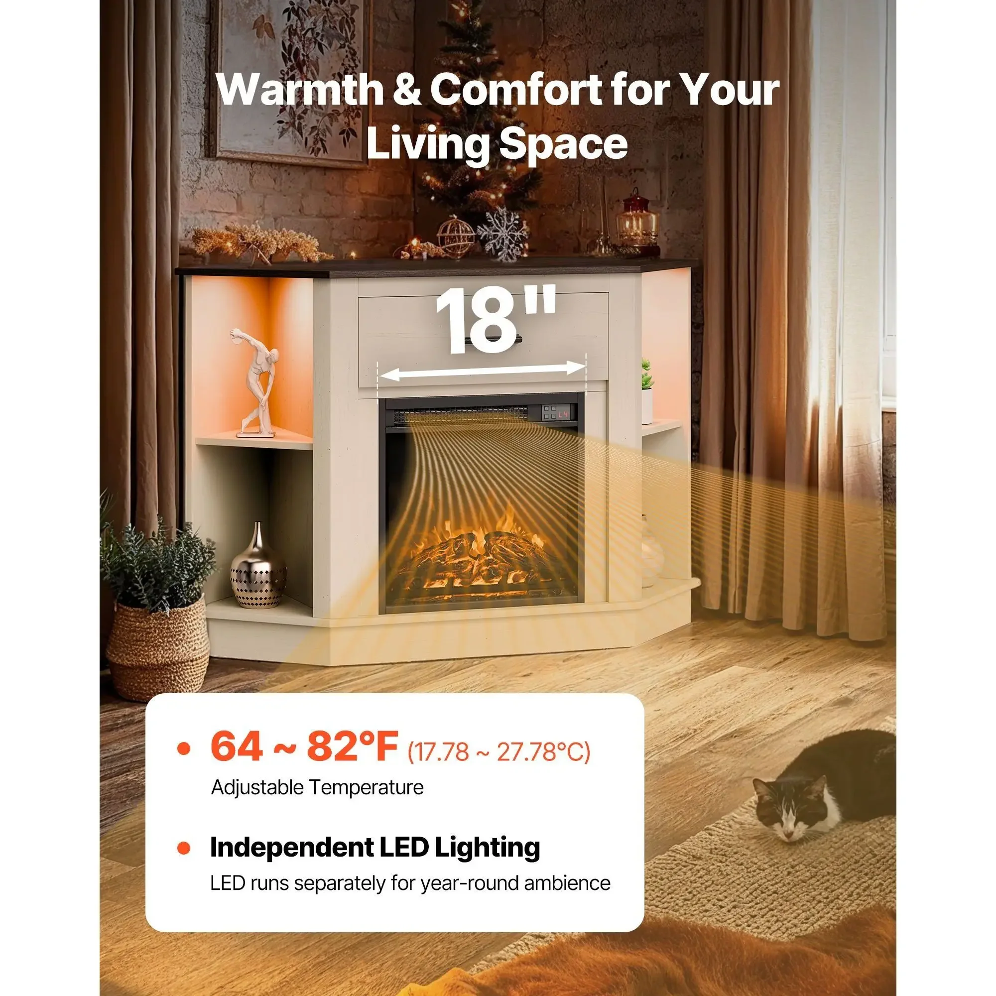Led Fireplace, 50-Inch, Wood - detail 6