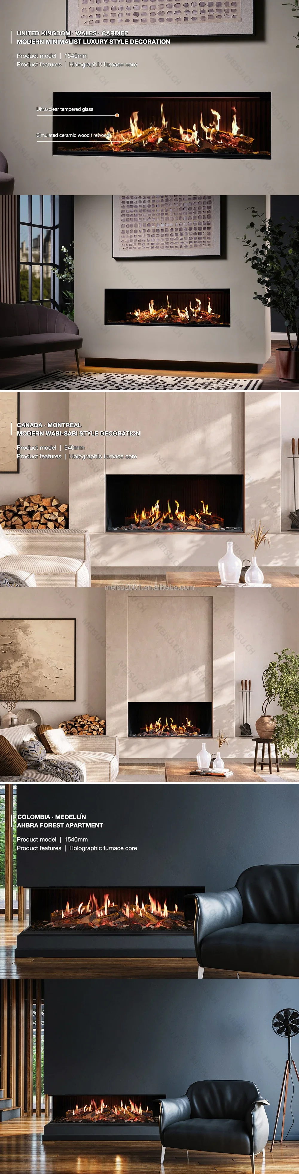 Electric Fireplace, 3D, LED - detail 2