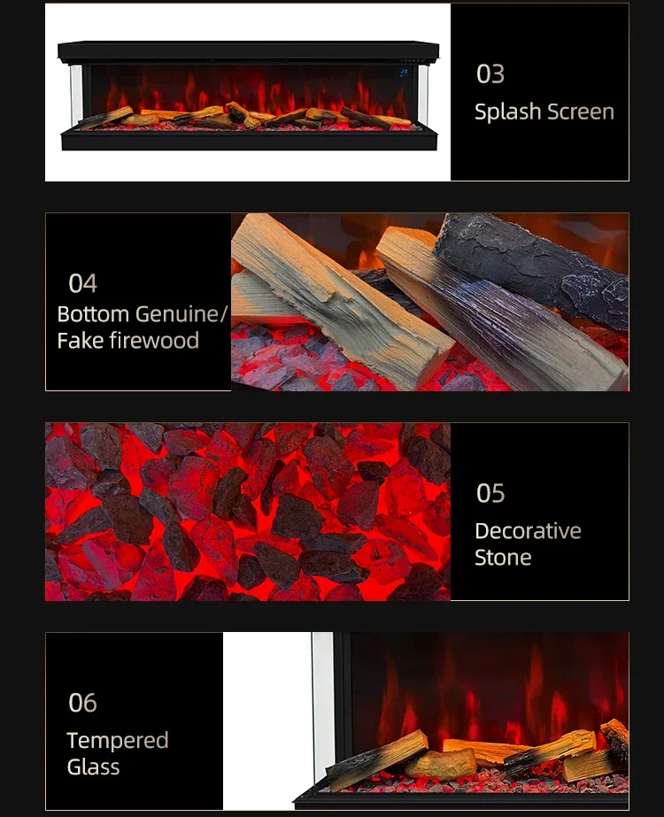 Electric Fireplace, 70-Inch, 3-Sided - detail 20