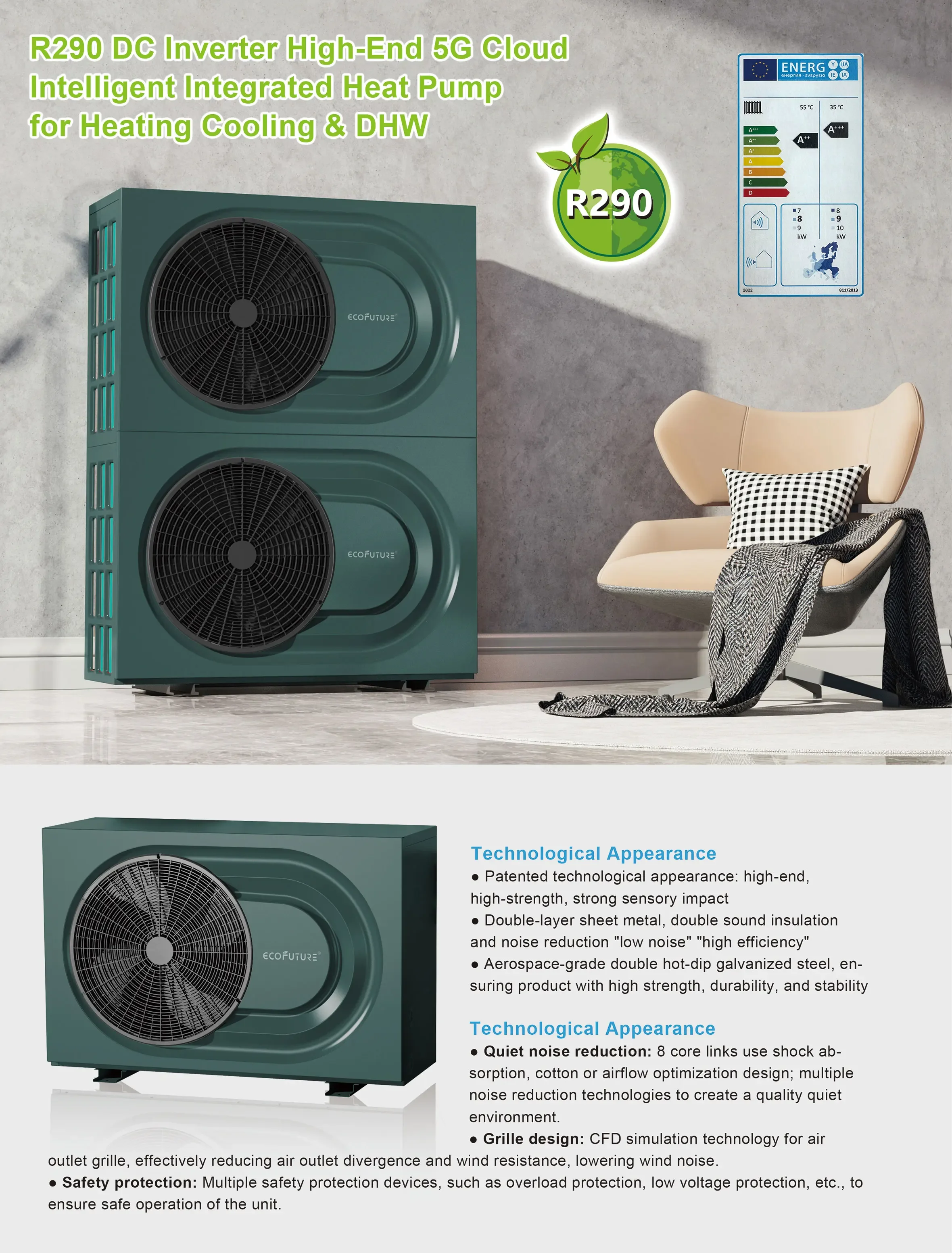 Hvac House Heat Pump, JIADELE, 220-240V 50HZ 1PH, Electric - detail 4