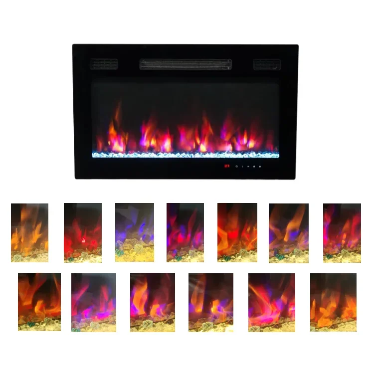 Electric Fireplace, Wall, 1500 W, Glass+Steel - detail 4
