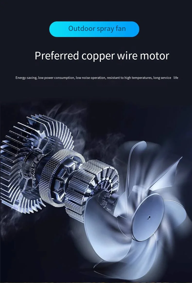 USB Rechargeable Misting Fan Air Cooler with Remote Control 3-Hole Spray Brushless Motor f - detail 8
